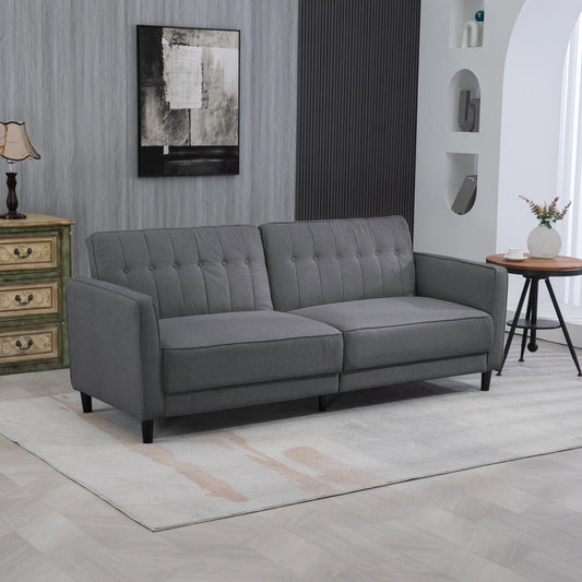 Convertible Bed with Couch, Adjustable Back Sofa Bed, Charcoal Grey 2-Seater Sofas Charcaol Grey at Gallery Canada