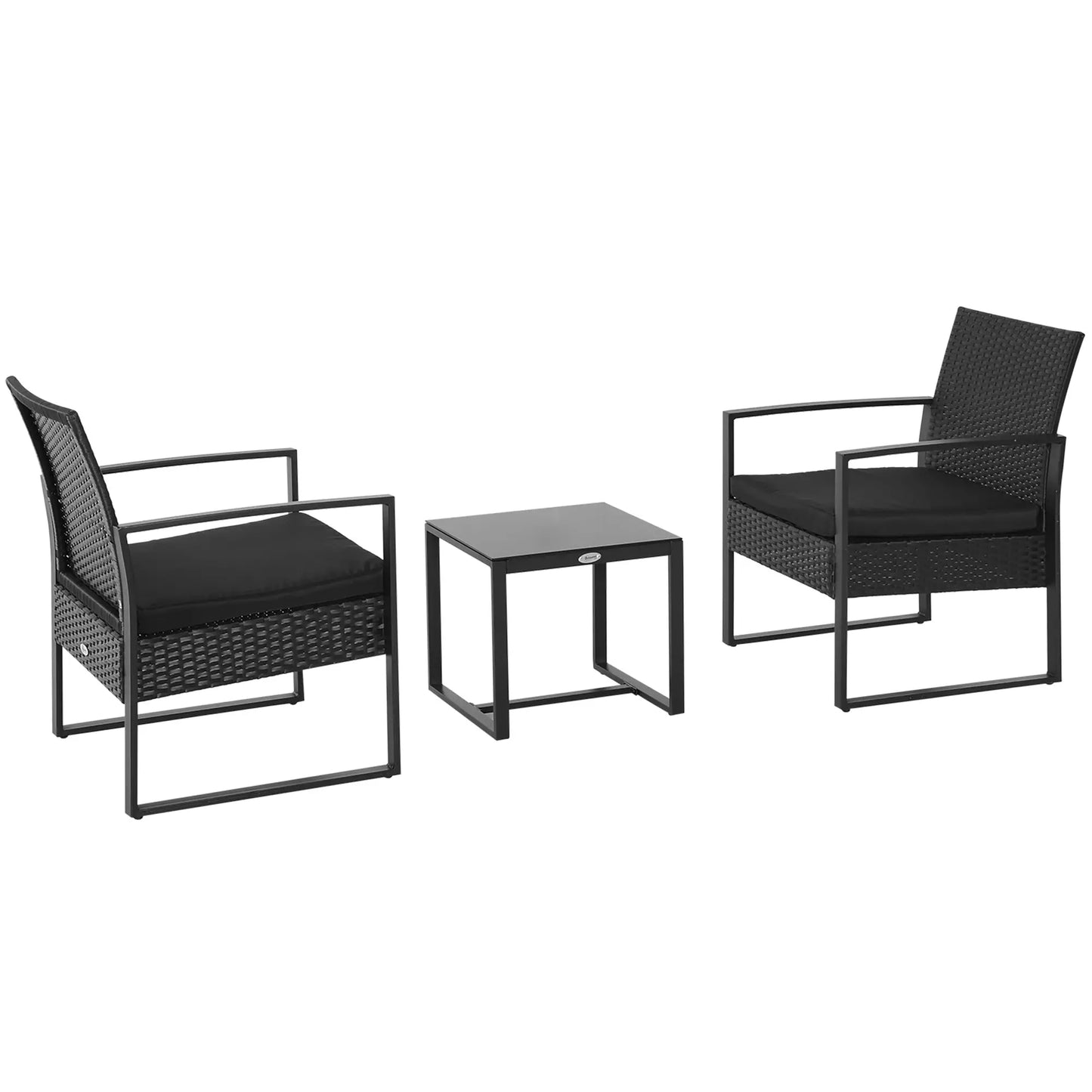 3-Piece Wicker Patio Set, Rattan Bistro with Glass Table, Black Bistro Sets at Gallery Canada