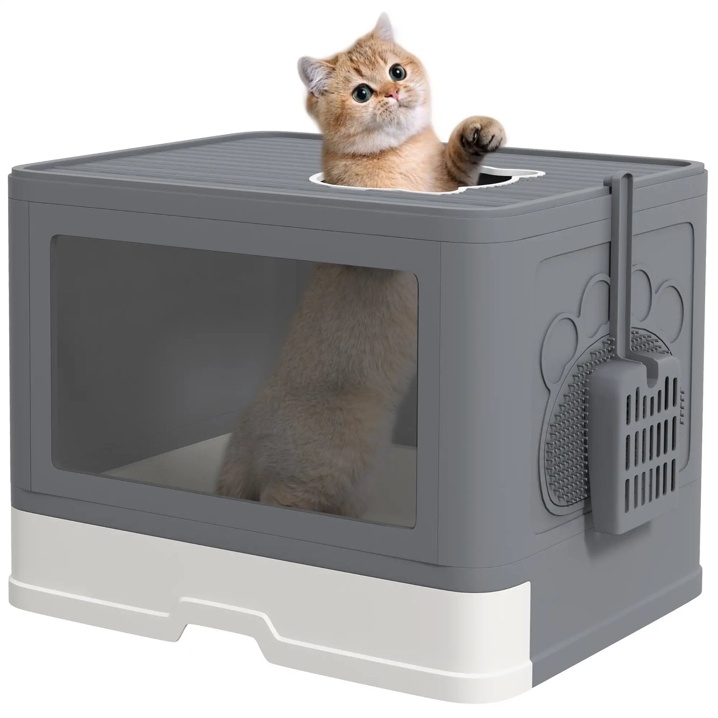 Cat Litter Box, Front Enter Top Exit, Pull Out Tray, Easy Clean, Grey Cat Litter Box Enclosures at Gallery Canada