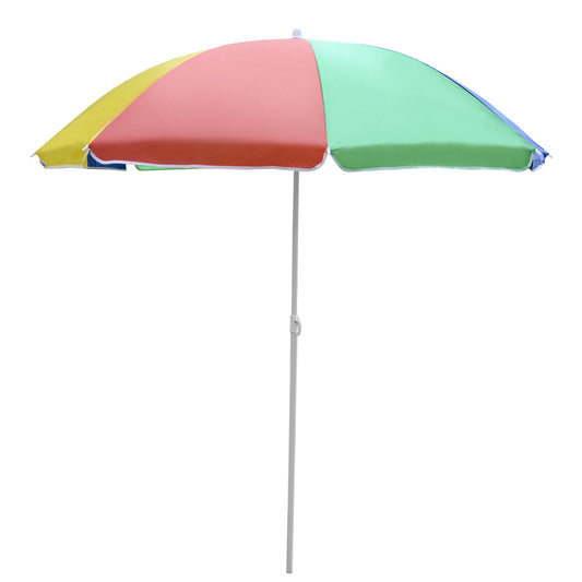 5ft Round Beach Umbrella Outdoor UV Protection Sun Shade Canopy w/ Push Button Tilt Pole Rainbow - Gallery Canada