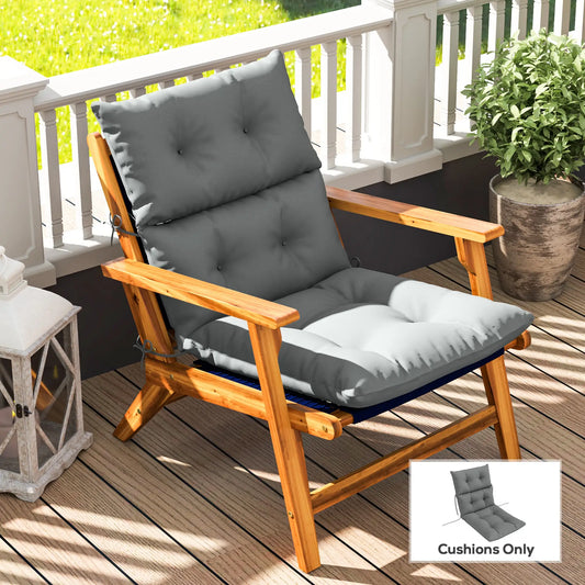 Adirondack Chair Cushion, Tufted with Ties, Non-Slip, Light Grey Patio Chair Cushions Light Grey at Gallery Canada