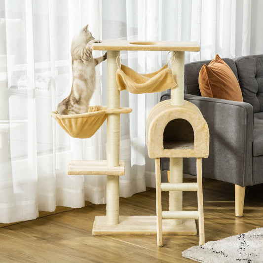 39" Deluxe Cat Tree Tower, Scratching Post, Kitten Condo, Deep Cream Cat Towers Deep Beige at Gallery Canada