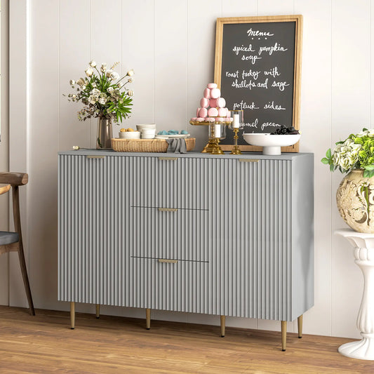 Modern Kitchen Storage Cabinet, 3 Drawers, Adjustable Shelves, Grey Bar Cabinets Grey at Gallery Canada