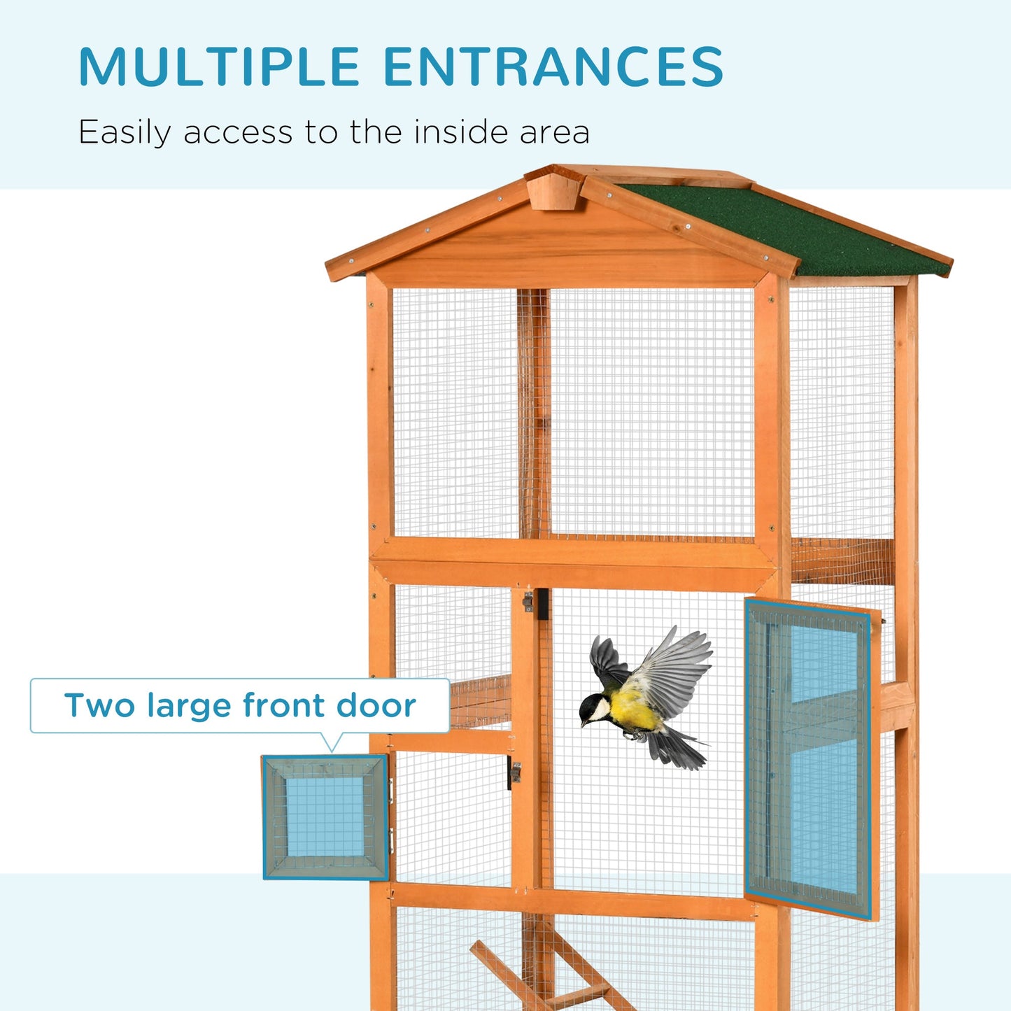 65" Outdoor Wooden Birdcage Aviary with Pull Out Tray, Orange at Gallery Canada
