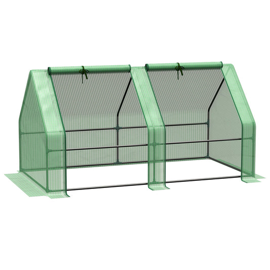 6' x 3' x 3' Portable Tunnel Greenhouse Outdoor Garden Mini with Large Zipper Doors &; Water/UV PE Cover Green - Gallery Canada