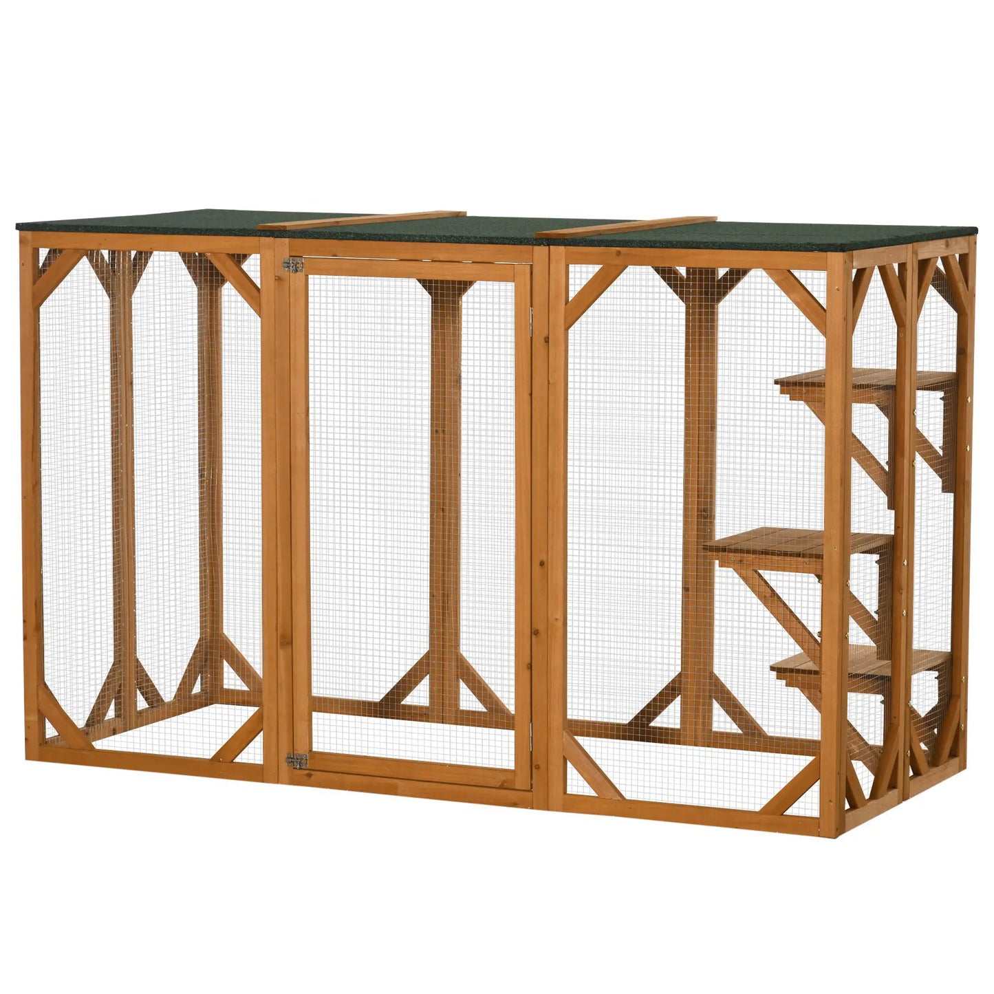 Indoor Outdoor Cat Cage, Pet House for Rabbit Kitten, Small Animal Hutch with Waterproof Roof, Multi-Level Platforms, Lock, Orange Outdoor Cat Enclosures at Gallery Canada