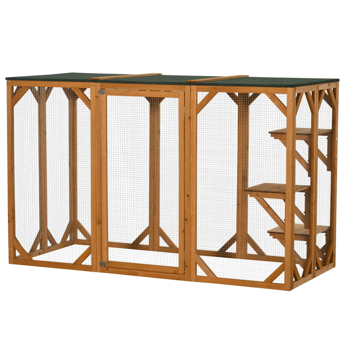 Indoor Outdoor Cat Cage, Pet House for Rabbit Kitten, Small Animal Hutch with Waterproof Roof, Multi-Level Platforms, Lock, Orange Outdoor Cat Enclosures at Gallery Canada