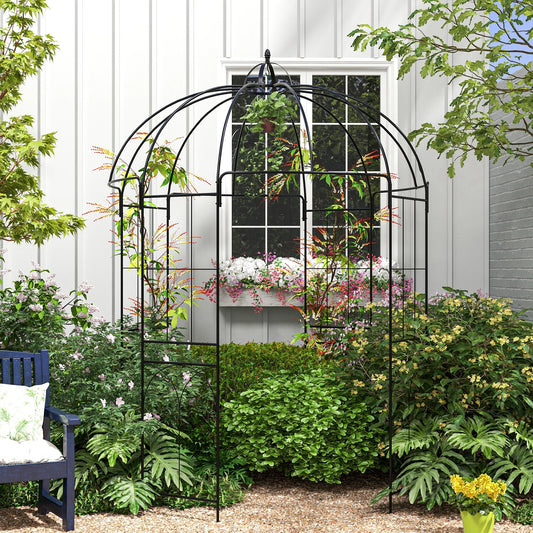 Birdcage Shape Arbour, Metal Garden Pergola for Climbing Plants Garden Arches Black at Gallery Canada