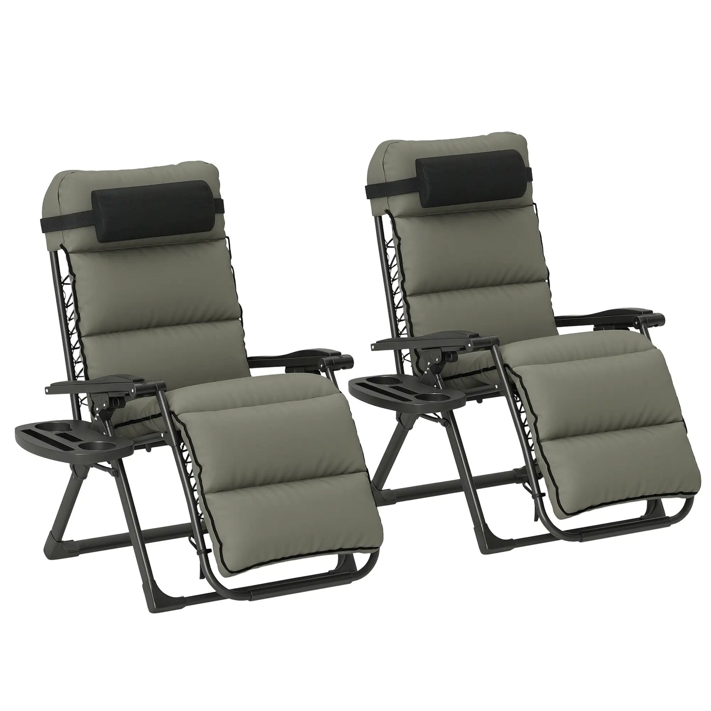 Reclining Zero Gravity Chair, Adjustable Backrest, Folding Sun Lounger, Removable Cushion, Grey Lounger Chairs at Gallery Canada