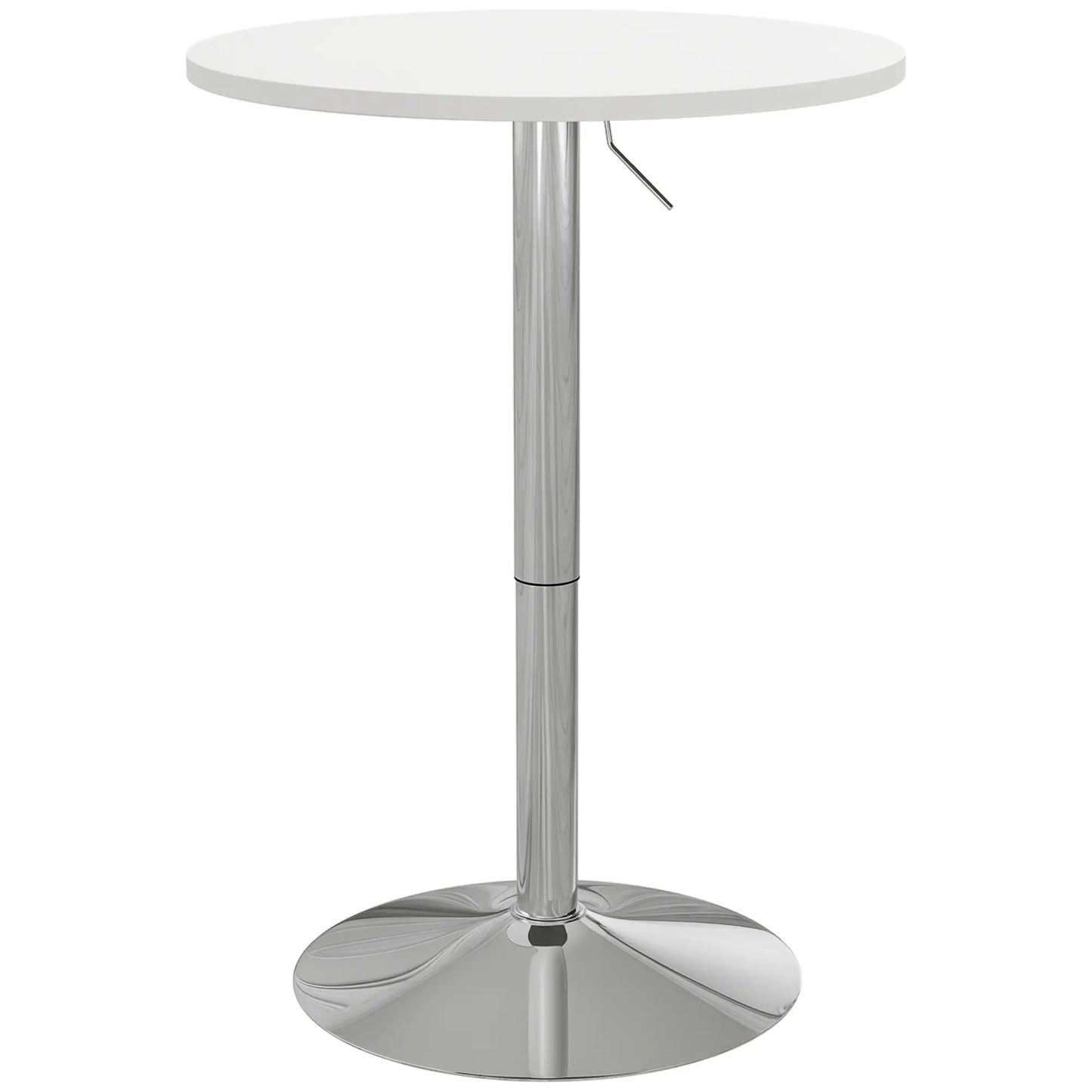 Adjustable Round High Top Bar Table, Swivel Top, Steel Base, White Bar Tables & Dining Tables at Gallery Canada