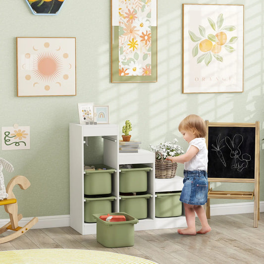 3 Layers Toy Storage Organizer, 6 Plastic Bins, Green Baby & Kids Storage White, Green at Gallery Canada