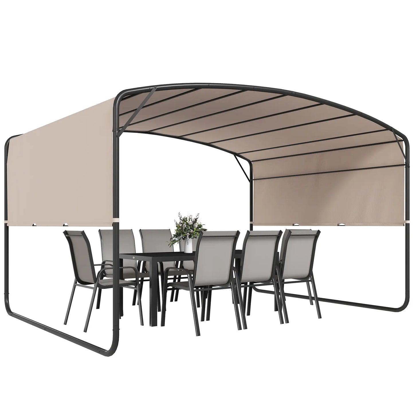 10' x 13' Retractable Pergola Canopy, Outdoor Metal Gazebo Sun Shade, Khaki Pergolas at Gallery Canada