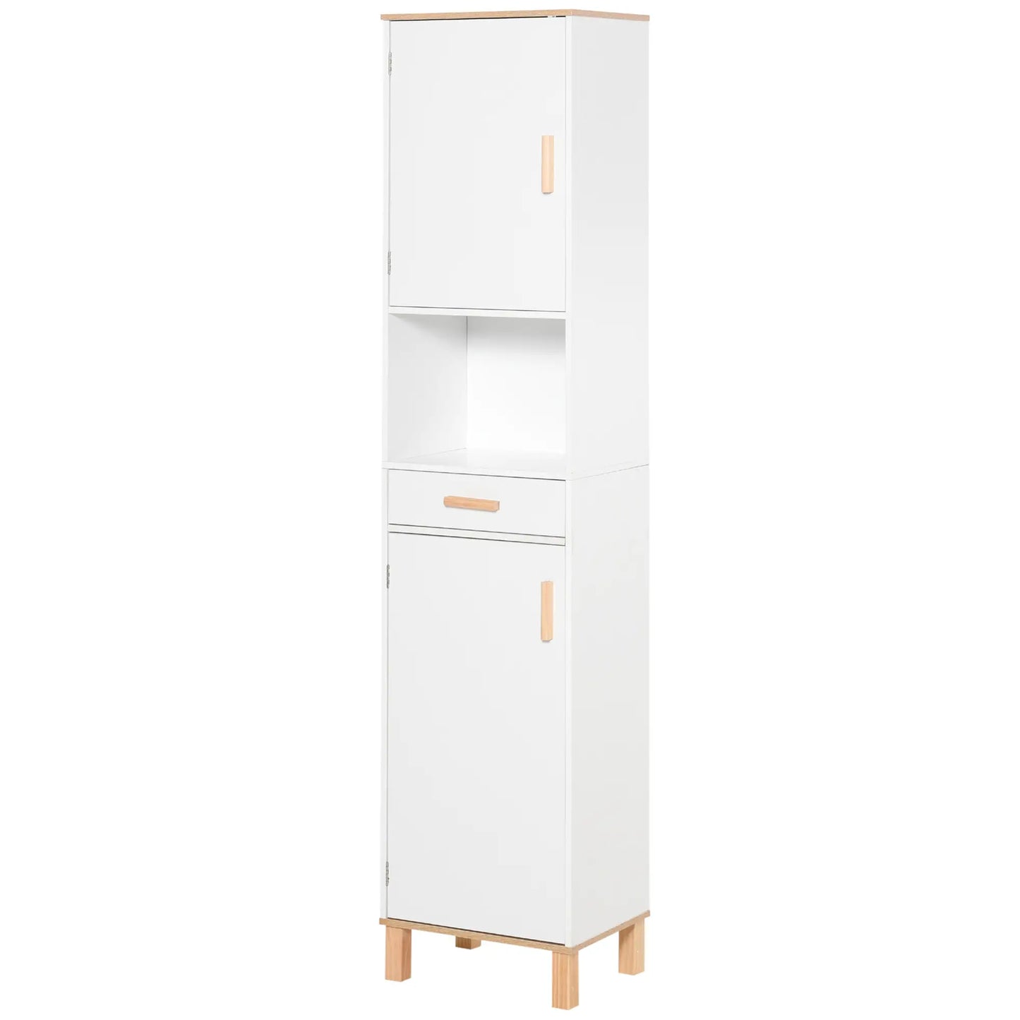 Bathroom Storage Cabinet, Floor Standing Linen Tower, White