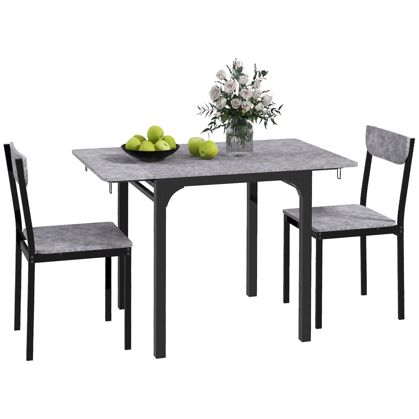 Foldable Dining Table Set for 2, Drop-Leaf Kitchen Table with 2 Chairs Bar Sets at Gallery Canada