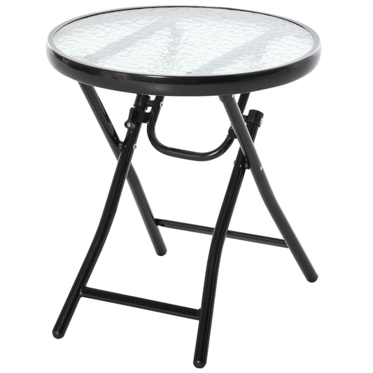Φ18" Round Patio Table, Folding Coffee Table with Tempered Glass Tabletop, Portable Bistro Table for Patio, Balcony, Backyard, Poolside - Gallery Canada