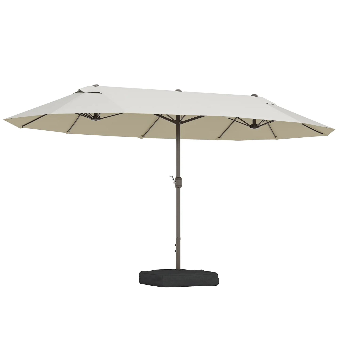 15' Outdoor Patio Umbrella, Twin Canopy Sunshade, Steel Table, Cream Sun Umbrellas at Gallery Canada