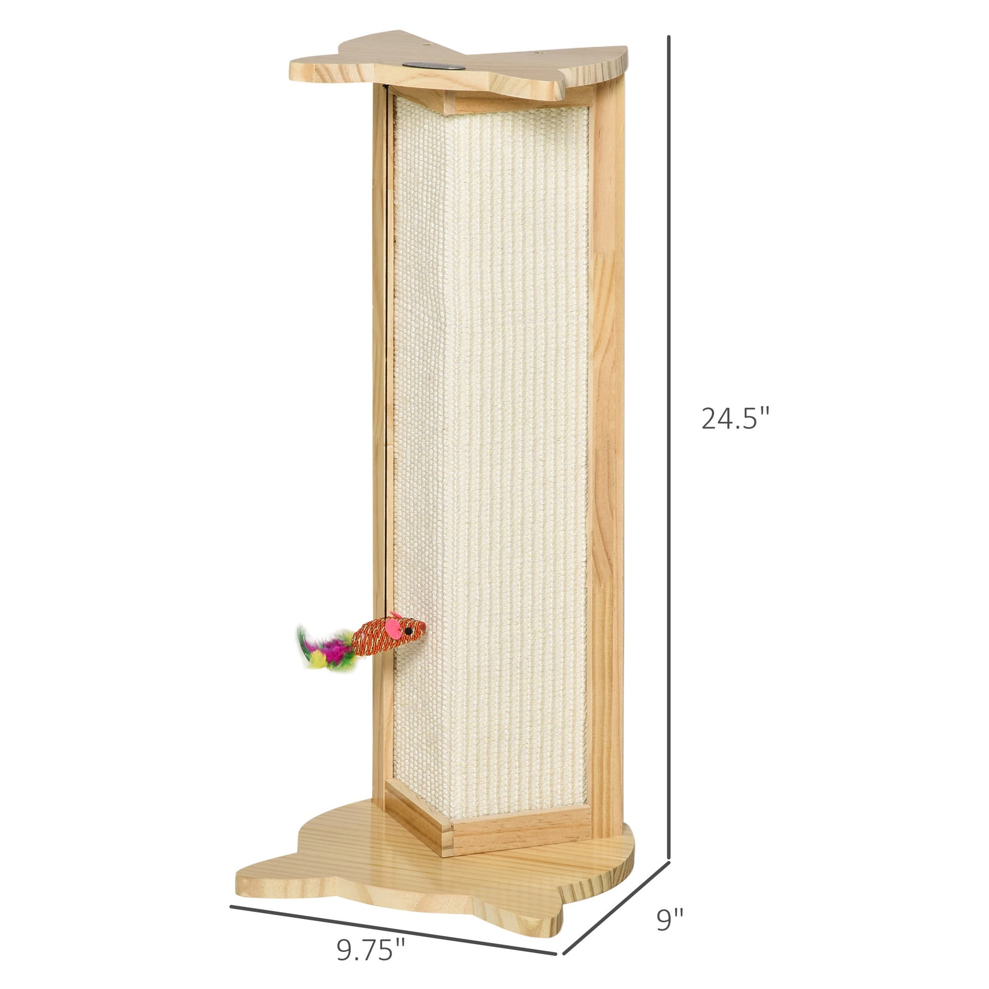 Sisal Cat Scratching Post, Cute Cat Scratcher with Hanging Funny Toy, 90° Angle for Wall Table Corners, Natural at Gallery Canada