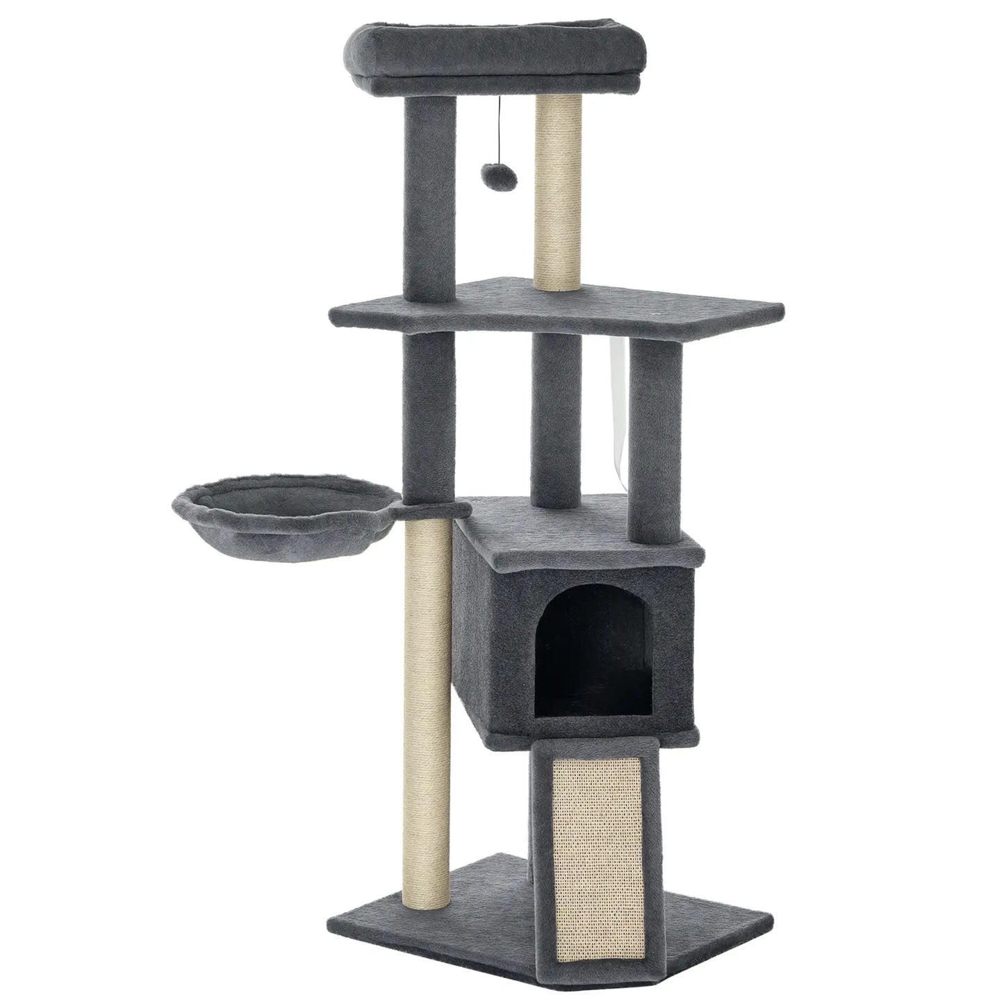 50 Inch Cat Tree, Multi-Level Tower with Sisal Posts, Ramp, Bed, Condo, Hammock, Toy Ball, Grey Cat Towers at Gallery Canada