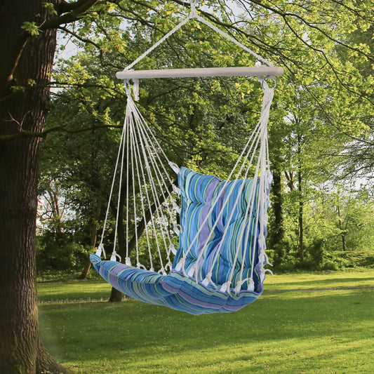 Portable Hanging Woven Hammock, Swing Chair, Outdoor Camping, Blue Hammock Swings Grey, Blue, Green, White at Gallery Canada