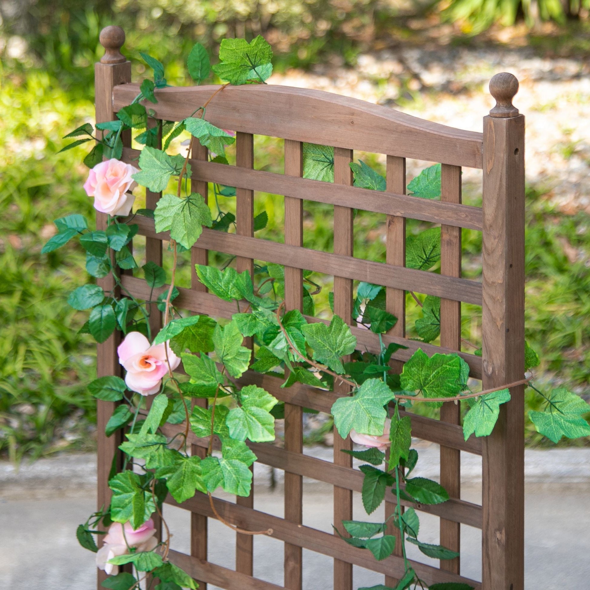 Raised Garden Bed with Trellis for Climbing Vines, Wood Planter Box for Garden, Free Standing Flower Bed, Indoor Outdoor Display Rack, 25.2" x 11" x 47.2", Brown at Gallery Canada
