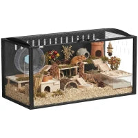 PawHut 41.3" L Hamster Cage, Large Hamster Habitats Steel Frame Chewproof, Deep Bedding Space for Pets Enrichment