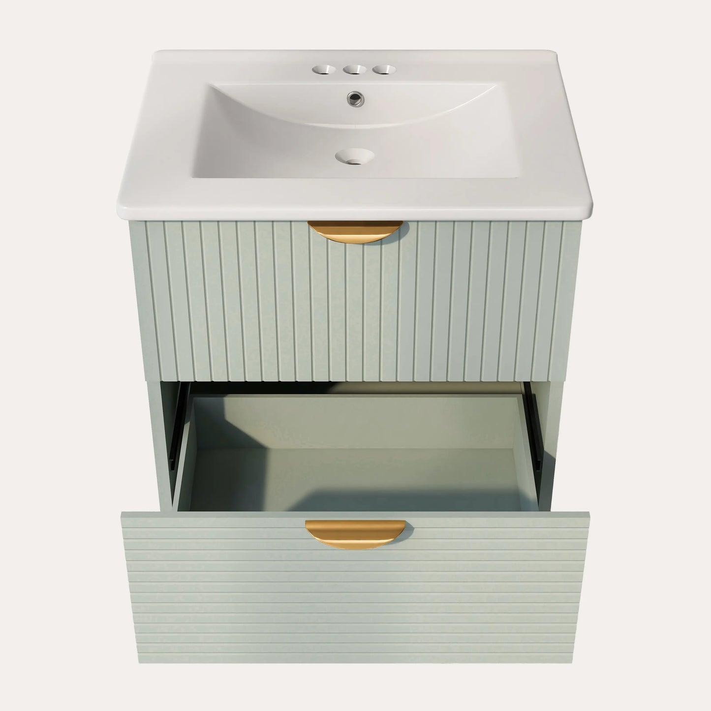 Wall-Mounted Bathroom Vanity, 2 Drawers, 24" L x 18" W x 23" H, Green Sink Cabinets at Gallery Canada