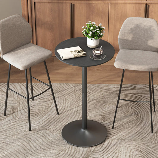 Round Table for 2, 40.2 Inch, Steel Frame, Non-Slip Base, Black Bar Tables Black at Gallery Canada