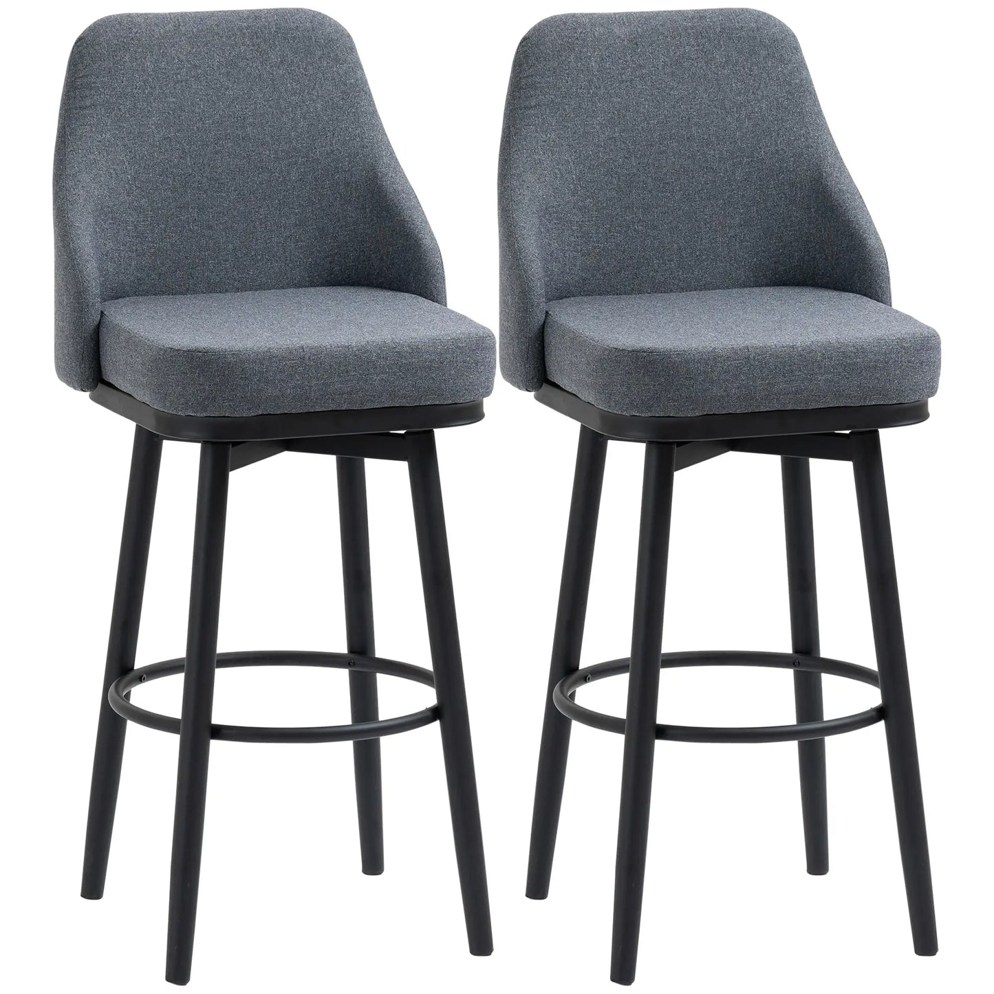 Ensemble de 2 tabourets de bar extra hauts, pivotant à 360°, pieds en acier, gris anthracite