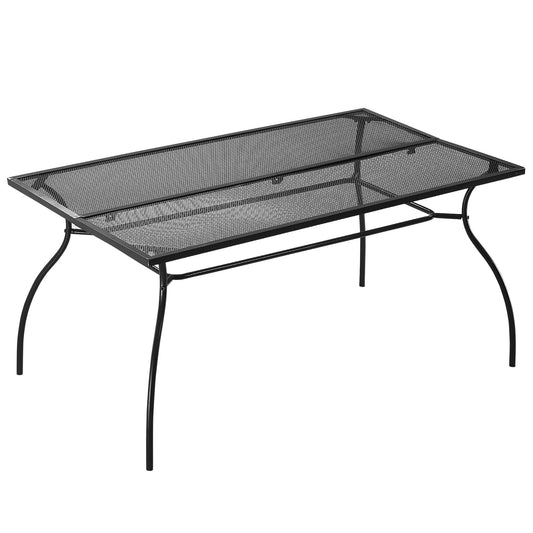 59" Outdoor Dining Table, Metal Frame Rectangular Patio Table for 6 with Mesh Tabletop for Garden, Backyard and Lawn, Black - Gallery Canada