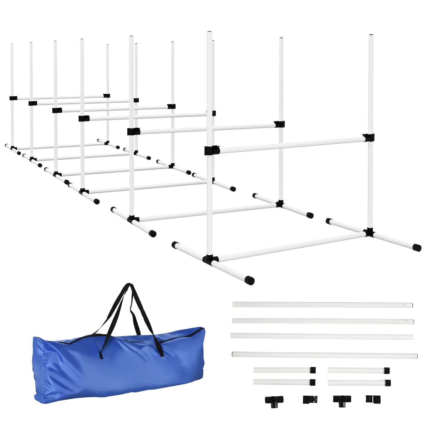 6 Pc Dog Agility Training Kit, Adjustable Jump Bar, White Dog Agility Training Equipment at Gallery Canada