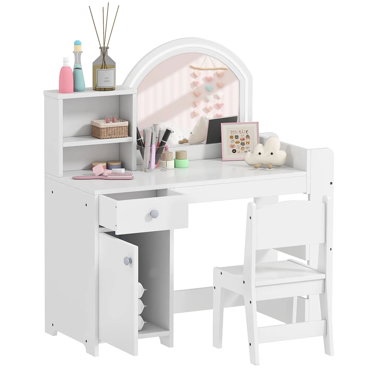 Kids Vanity Set, Toddler Dressing Table and Chair, White Toy Vanity at Gallery Canada