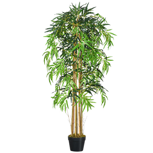 5FT Artificial Bamboo Tree, Fake Plant with 1095 Leaves, Greenery Plant in Nursery Pot for Indoor and Outdoor, Green