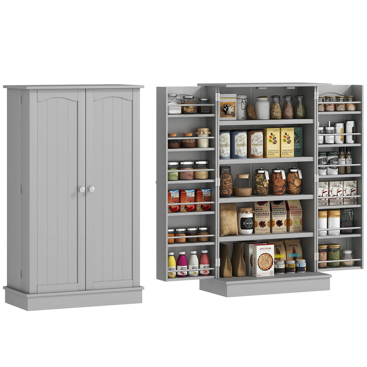41 Storage Cabinet, 2-Door Kitchen Pantry, 5-Tier Shelving, Grey Kitchen Pantry Cabinets at Gallery Canada