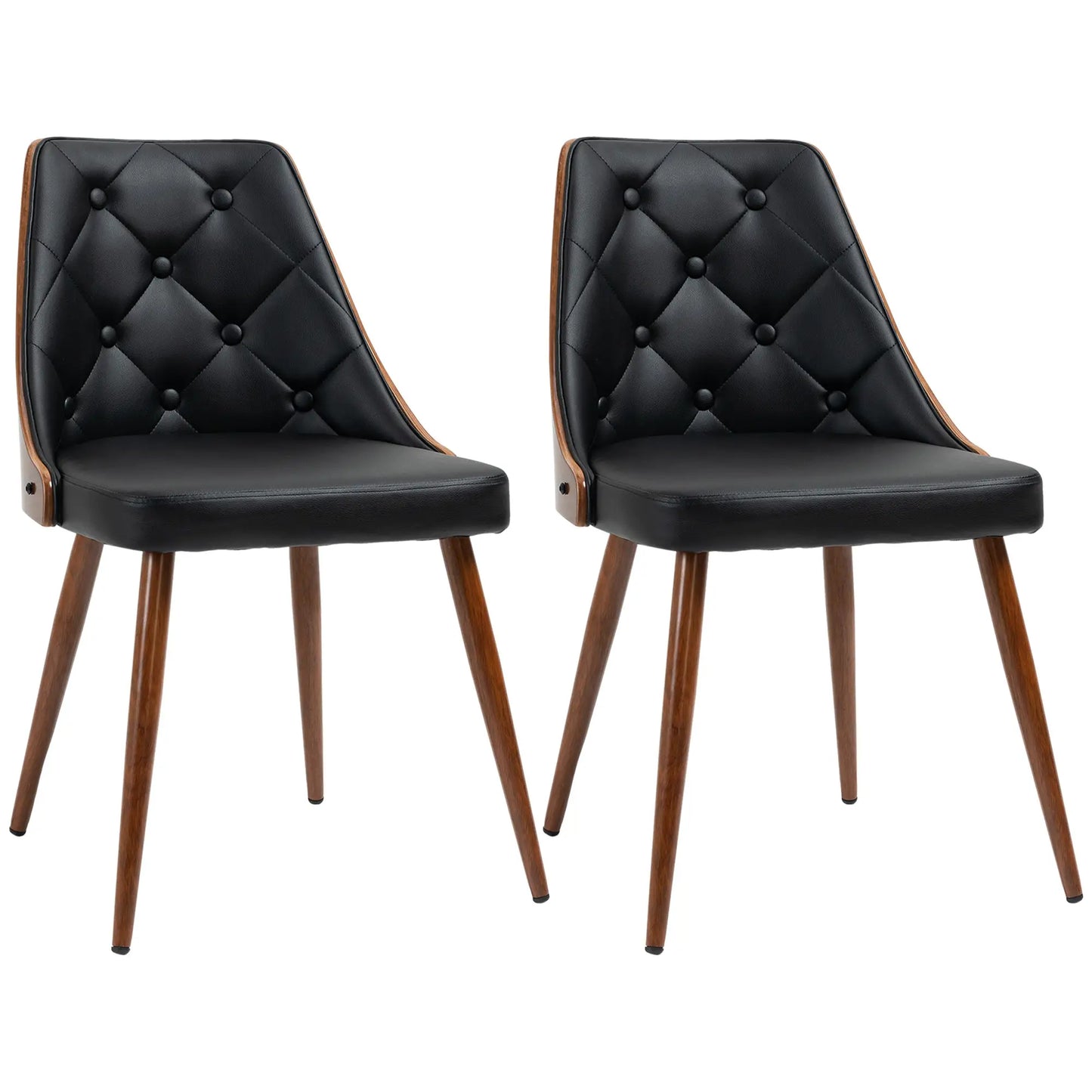 Dining Chairs Set of 2, PU Leather Upholstered, Steel Legs, Black Bar Stools at Gallery Canada