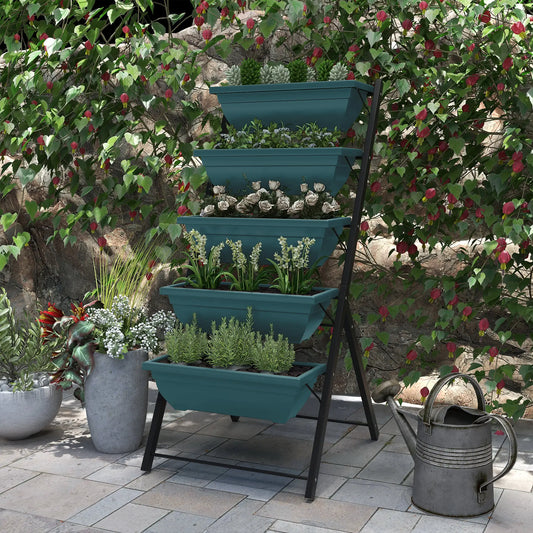 5-Tier Raised Garden Bed, 5 Planter Box, Outdoor Plant Stand, Green Plant Stands Green at Gallery Canada