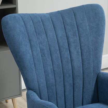 Velvet Accent Chairs, Modern Living Room Chair, Tall Back Leisures Chair with Steel Legs for Bedroom, Dinning Room, Waiting Room, Blue at Gallery Canada