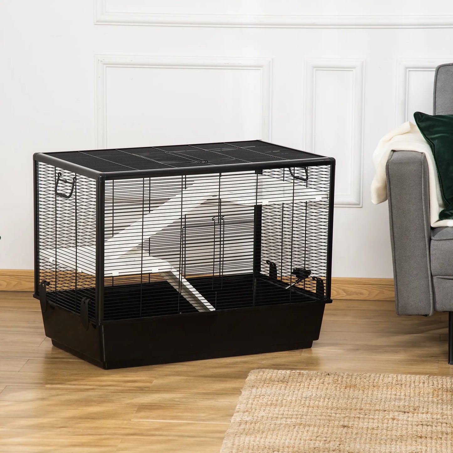 3-Tier Hamster Cage, Guinea Pig House, 31.5"x19"x23", Black Houses & Habitats at Gallery Canada