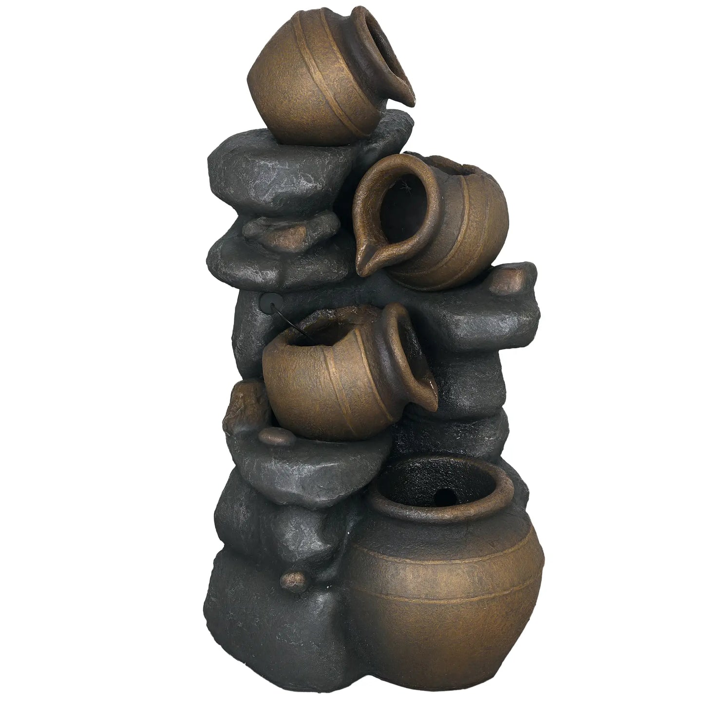 28.3" Solar Water Fountain, 4-Tier Resin Cascading Jars with LED Lights Water Fountains at Gallery Canada