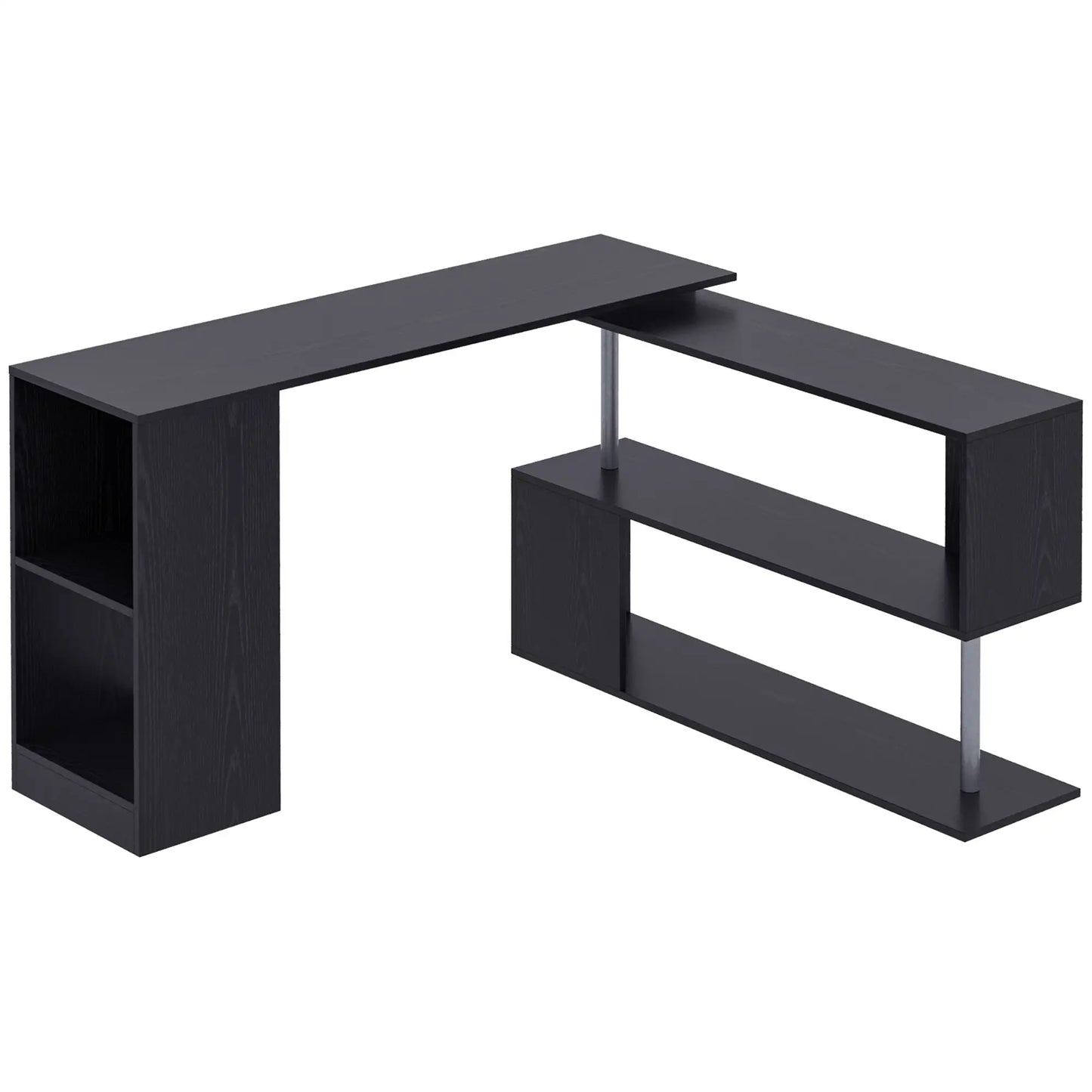 55" Corner Computer Desk, 360° Rotating L-Shaped, Black Computer Desks at Gallery Canada
