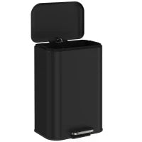 13.2 Gallon Slim Trash Can, Stainless Steel, Black