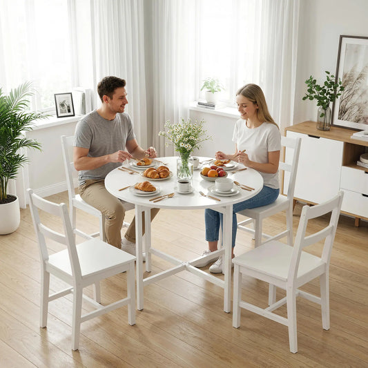 Folding Drop Leaf Dining Table, 80 cm, White Dining Tables White at Gallery Canada