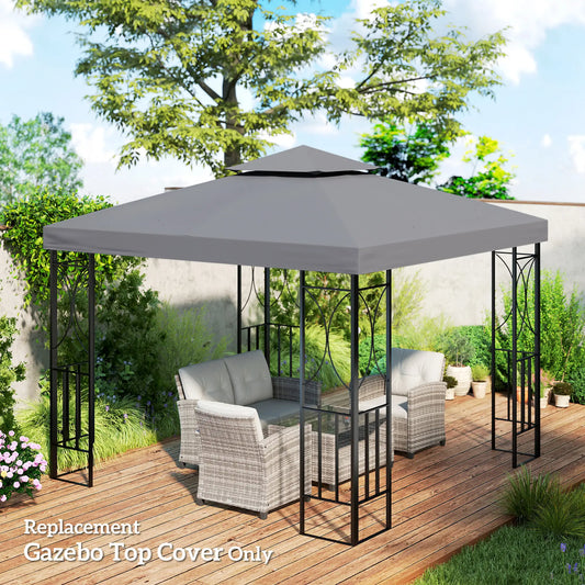 10' x 10' Square 2-Tier Gazebo Canopy Cover, Dark Grey Gazebo Canopy Replacement Dark Grey at Gallery Canada