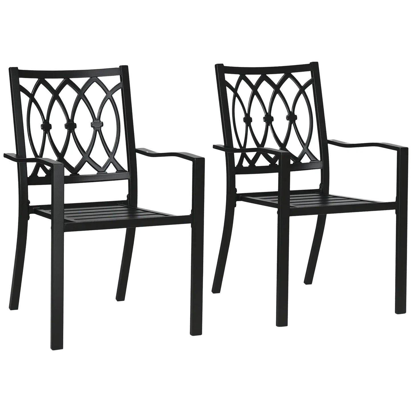 2 PCs Dining Chairs, Outdoor Armchairs, Stackable, Black Patio Chairs at Gallery Canada