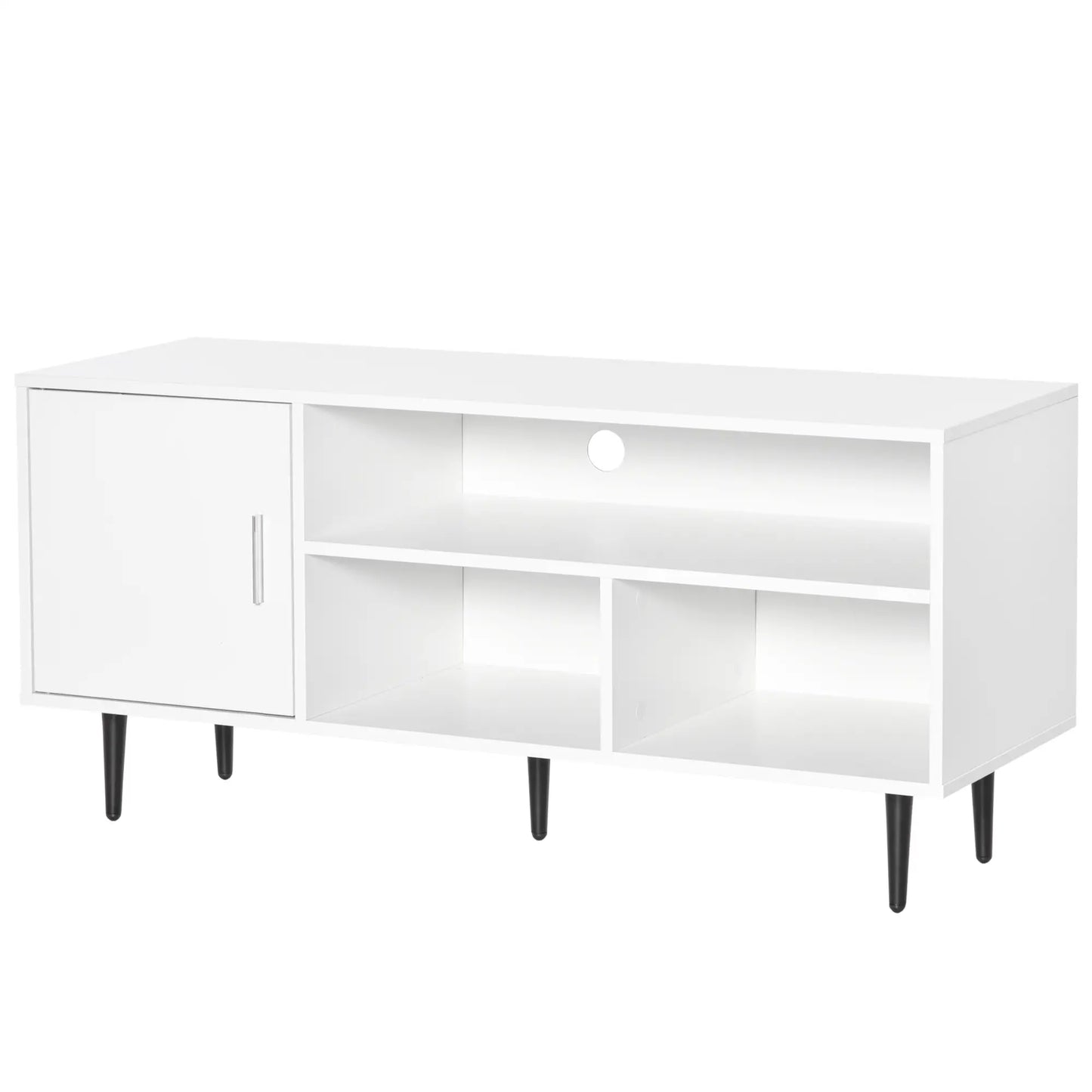 Modern TV Stand for 60 Inches, Storage Shelf, Cable Hole, White TV Stands at Gallery Canada