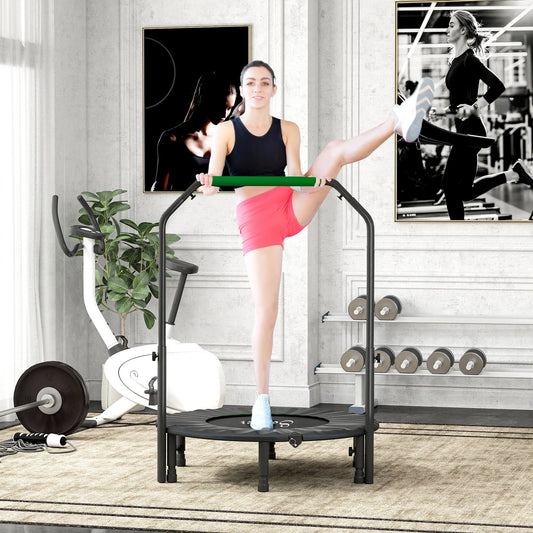Trampoline de fitness pliable mini 40", poignée en mousse réglable, vert