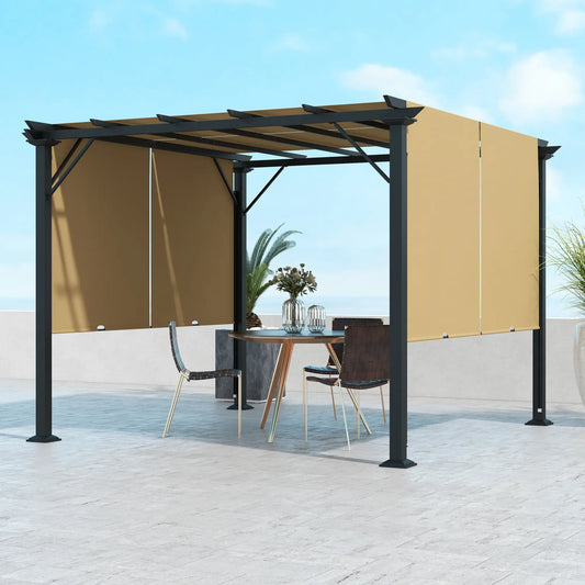 10' x 10' Retractable Pergola Canopy, Brown Pergolas Brown, Black at Gallery Canada