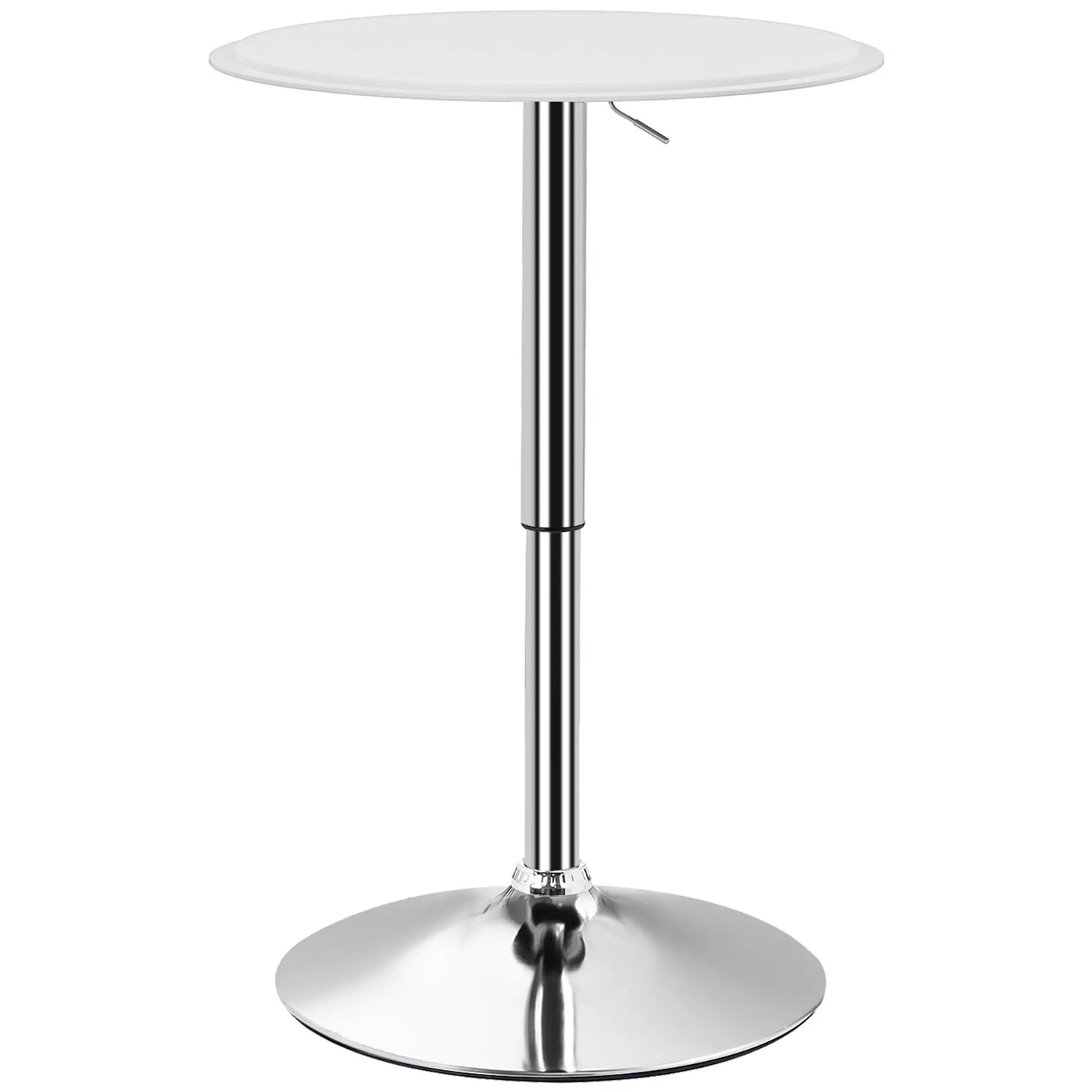Round Bar Table, Adjustable Height, Faux Leather, Wooden Top, Chrome Base, White Bar Tables & Dining Tables at Gallery Canada