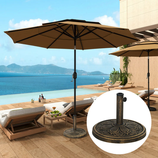 Round Patio Umbrella Base, 26 lbs Resin Stand, Fits 1.3"/1.5"/1.9" Poles, Bronze Umbrella Bases Bronze at Gallery Canada