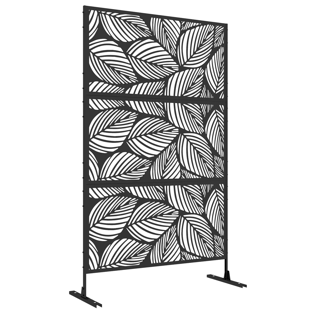 6.5FT Metal Privacy Screen, Leaf Style, Black Side Awnings at Gallery Canada