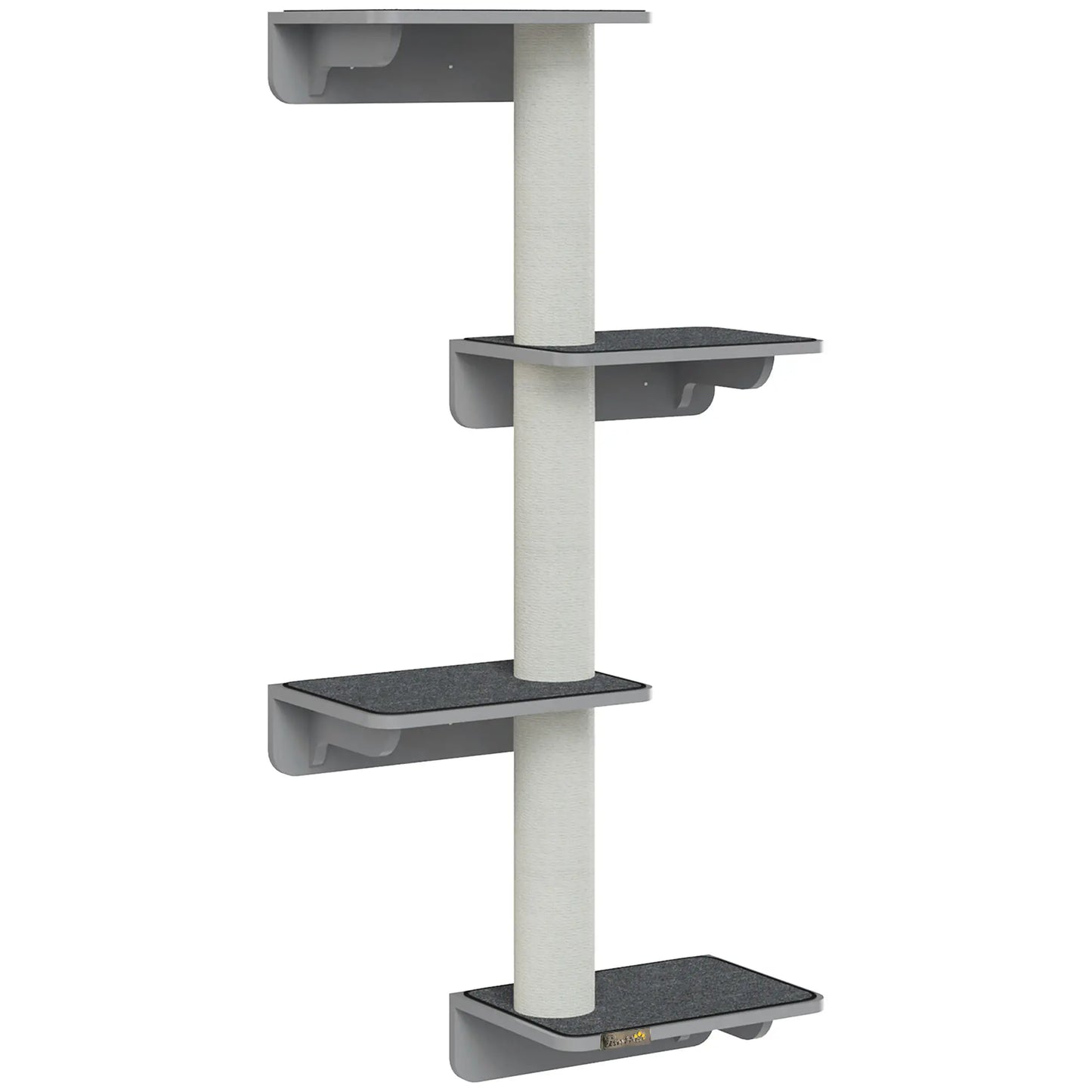 Wall-Mounted Cat Shelf, 4 Platforms, 3 Scratching Posts, Light Grey Cat Climbing Wall at Gallery Canada